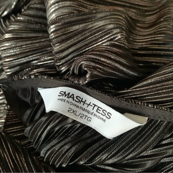 Smash + Tess Tasia Jumpsuit Metallic Black Silver Wide Leg - Picture 7 of 9